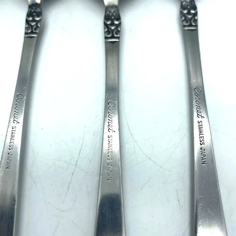 Vtg CORONET Stainless‎ Grace Symphony IceTeaspoon Japan Pierced 7 1/4